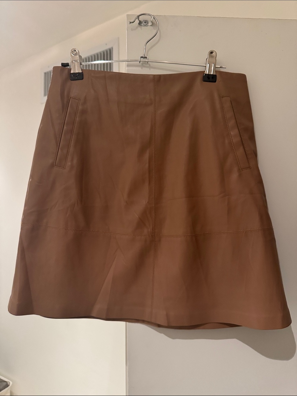 MINKPINK Tan A-Line Faux Leather Skirt
